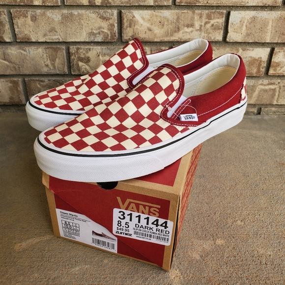 vans rumba red slip on